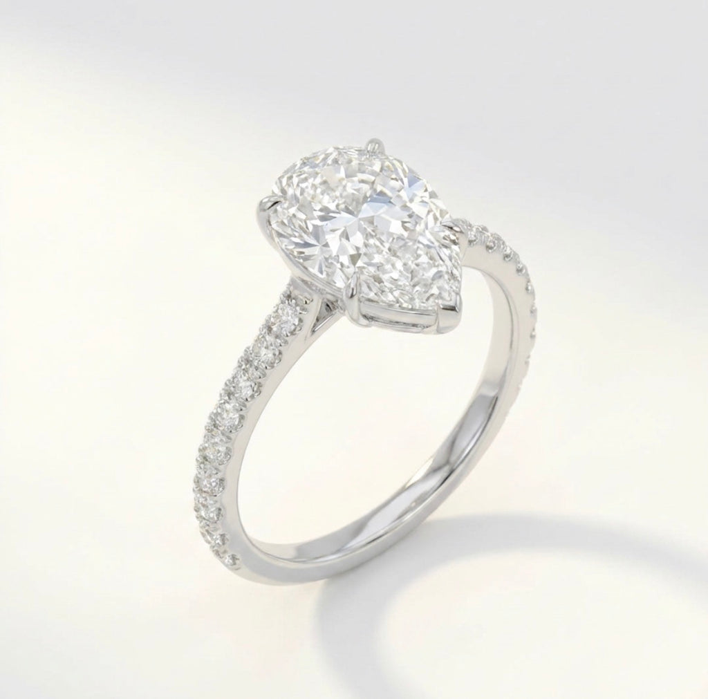 ペアシェイプ ハーフパヴェ リング/Pear Shape Half Pave Ring