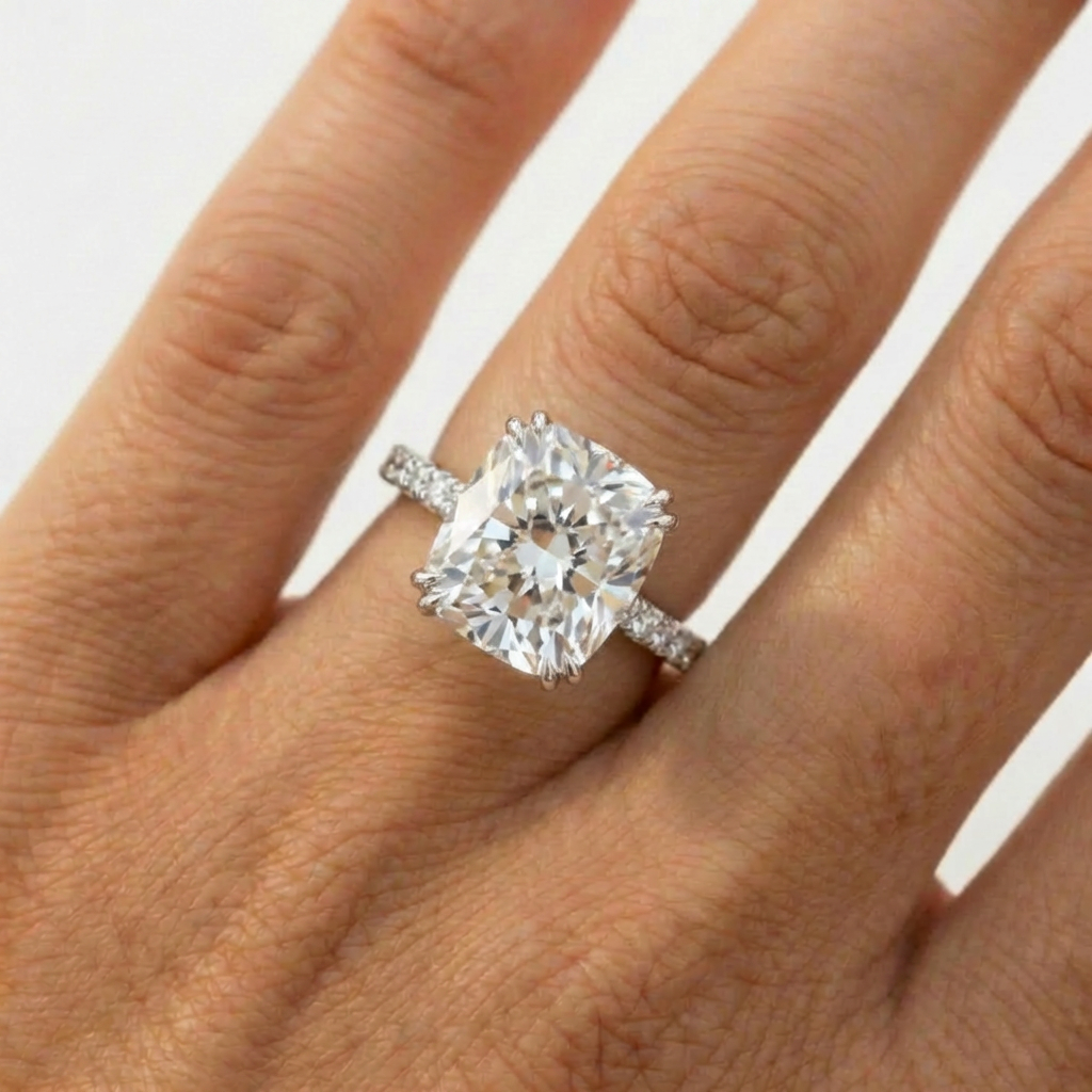 クッションハーフパヴェリング/Cushion Half Pave Ring